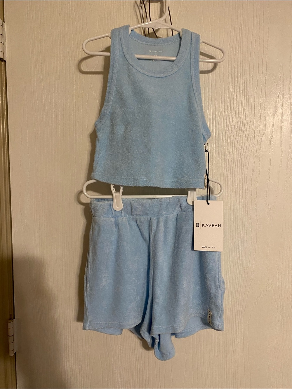 Kids Light Blue Terry Matching Set - Tank Top & Shorts